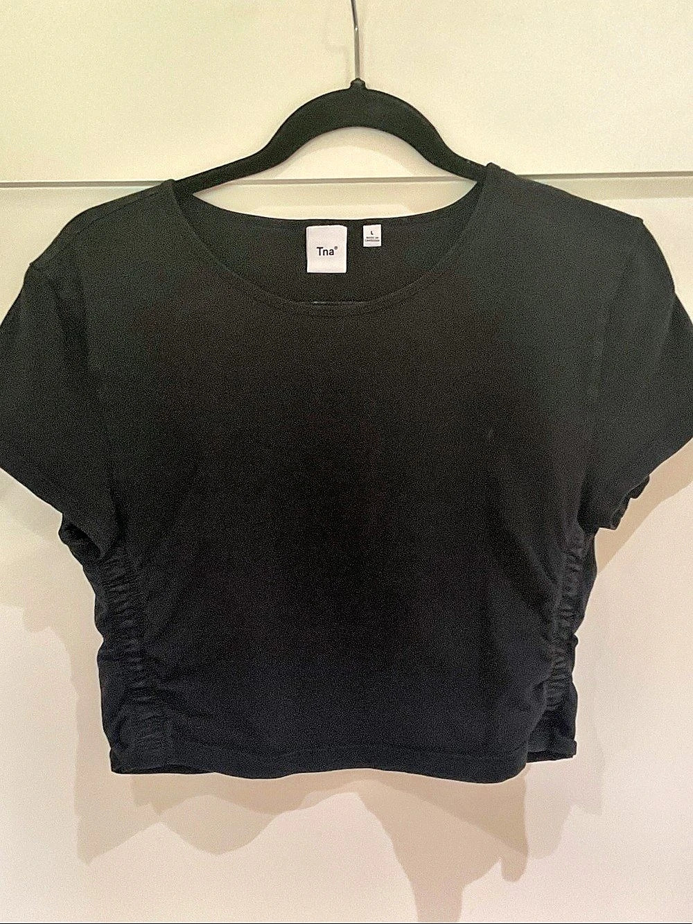 Tna Chill Malibu Cropped T-Shirt Ruched Black Size Large